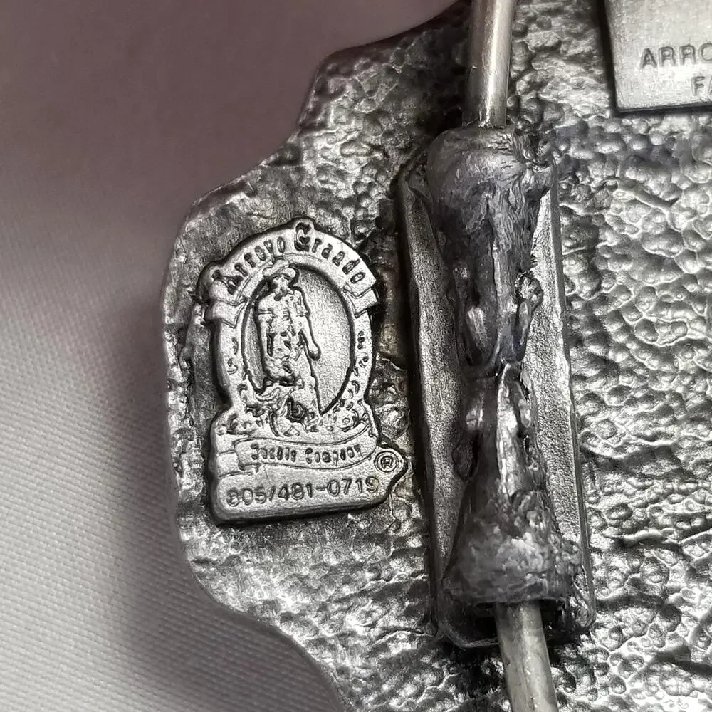 Vintage Belt Buckle 1993‎ Pewter Fire Fighter First Responders USA Arroyo Grande